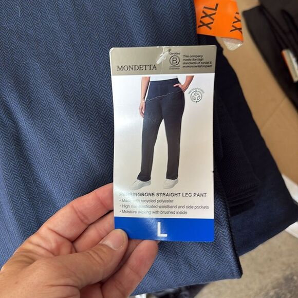 Mondetta Women's Pull-On Herringbone Straight Leg Pants Navy - Picture 5 of 5